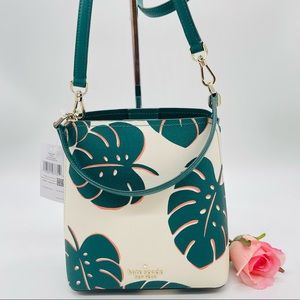 Kate Spade Small Monstera Leaves Bucket Bag